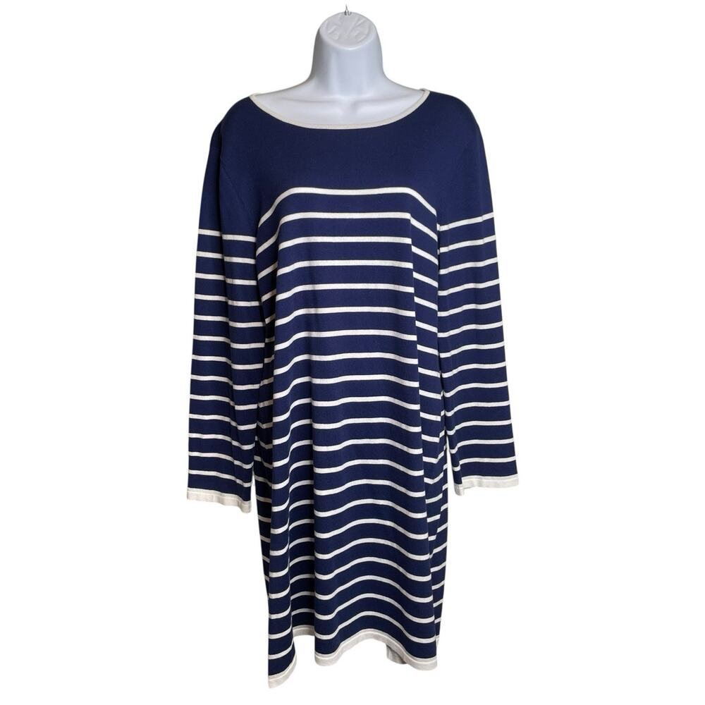 STS Sail To Sable Womens Blue White Nautical Striped Tunic Dress Size XL Coastal